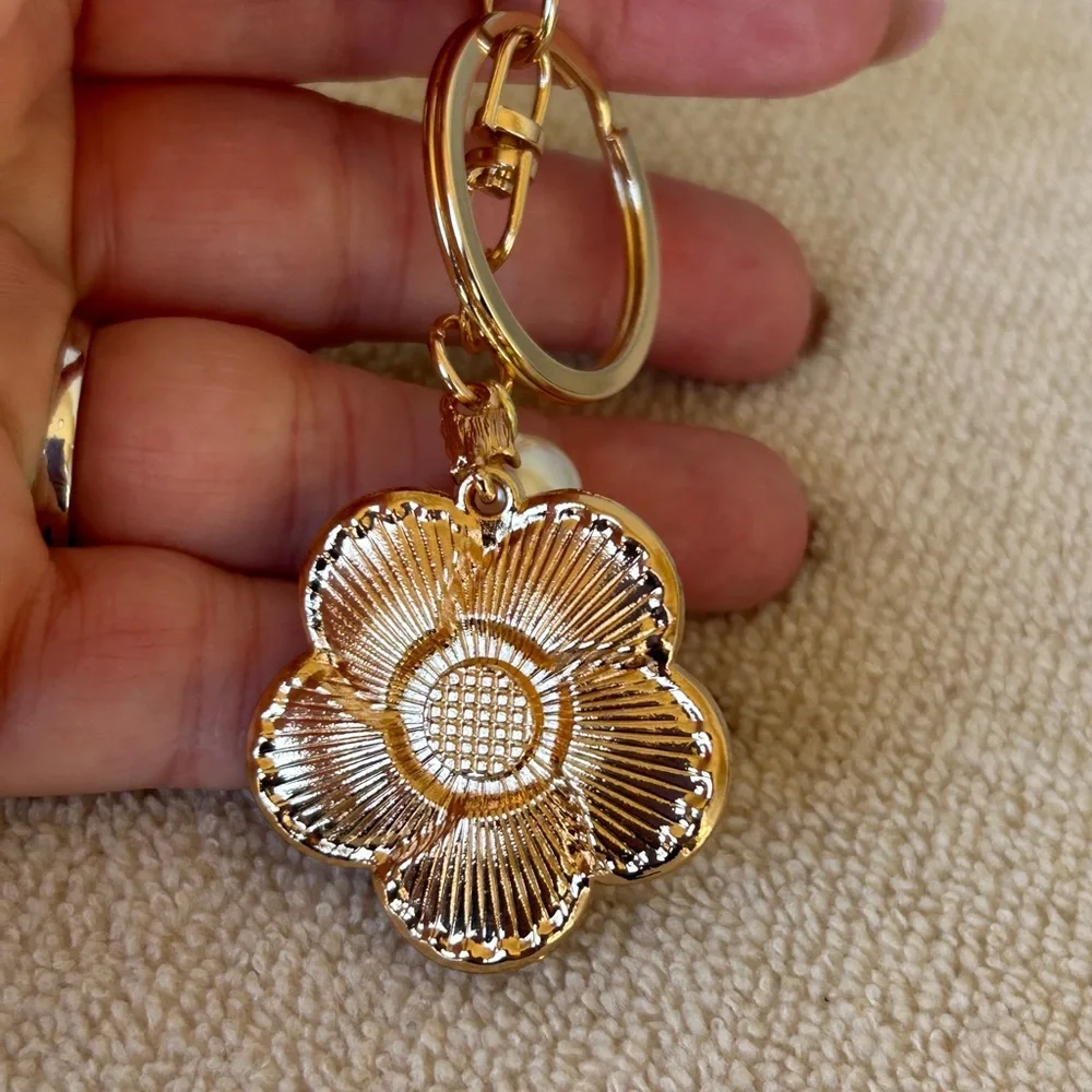 Luxe Pink & Gold Camilla Flower Keychain/Bag charm